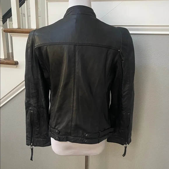 ZARA Woman Black Soft Sheep Skin Leather Moto Jacket - Picture 4 of 7